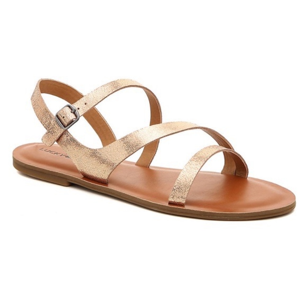 Lucky Brand Alexcia Rose Gold Metallic Leather Sandals (size 10)